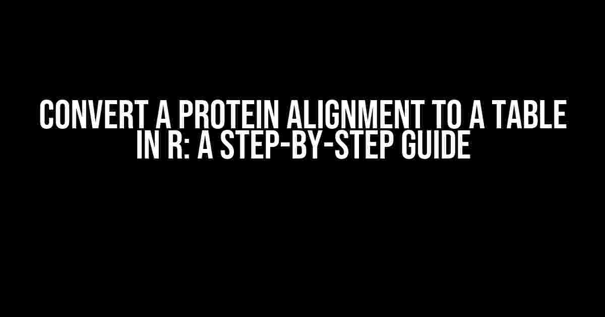 Convert a Protein Alignment to a Table in R: A Step-by-Step Guide